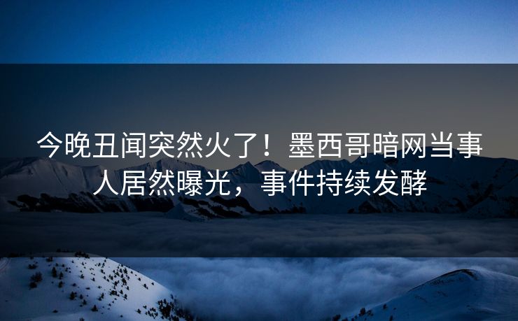 今晚丑闻突然火了！墨西哥暗网当事人居然曝光，事件持续发酵
