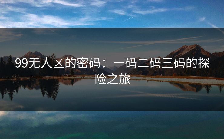 99无人区的密码：一码二码三码的探险之旅