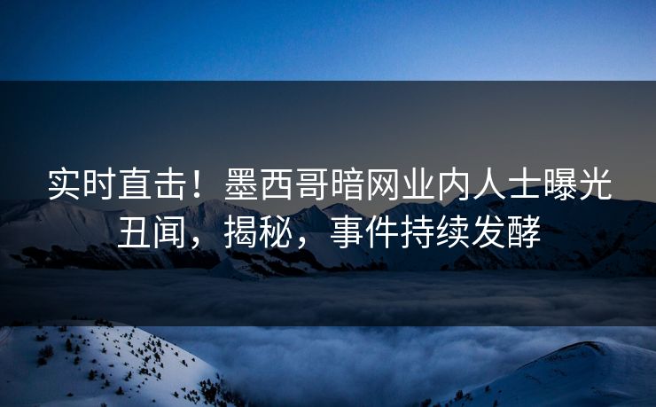 实时直击！墨西哥暗网业内人士曝光丑闻，揭秘，事件持续发酵