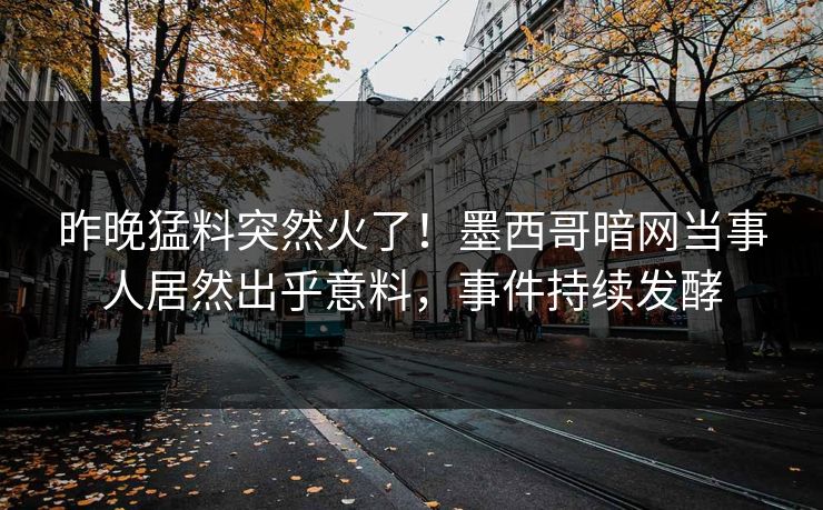 昨晚猛料突然火了！墨西哥暗网当事人居然出乎意料，事件持续发酵