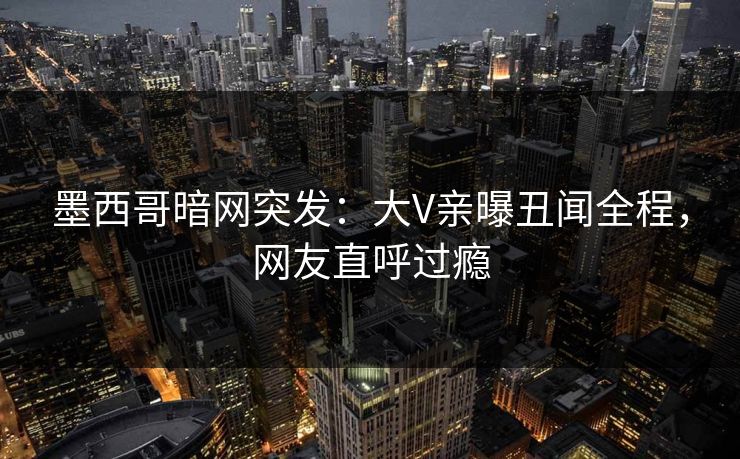 墨西哥暗网突发：大V亲曝丑闻全程，网友直呼过瘾